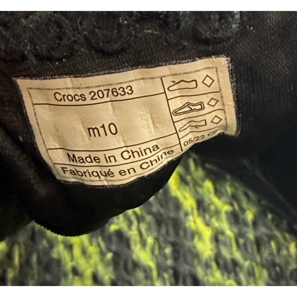 Crocs Literide 360 Pacer Men Sz 10 Black Citrus Yellow Marbled Sneakers 207633